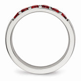 Sophia Jewelers Stainless Steel Wedding Band with Polished Red CZ